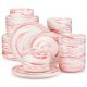 LUNA Pink marble 36 dielna porcelánová jedálenská sada