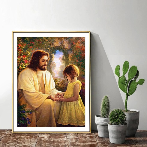 Diamantové maľovanie Ježiš a dieťa 50x70 cm