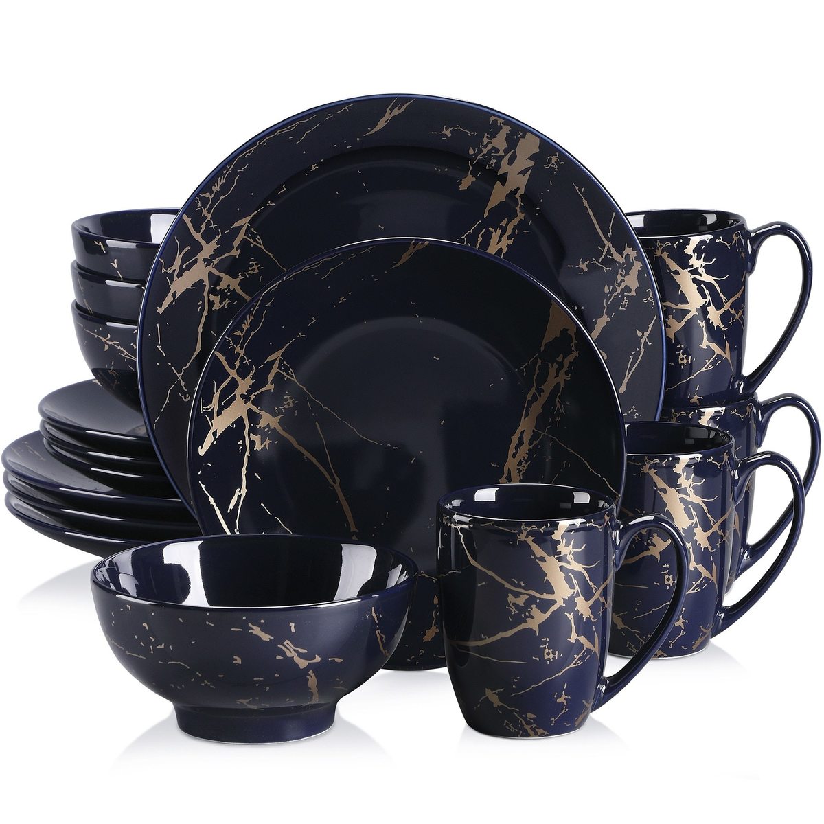 GOLD SPLASH Dark Blue 16 dielna porcelánová jedálenská sada