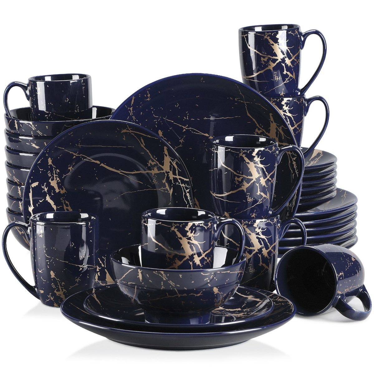 GOLD SPLASH Dark Blue 32 dielna porcelánová jedálenská sada