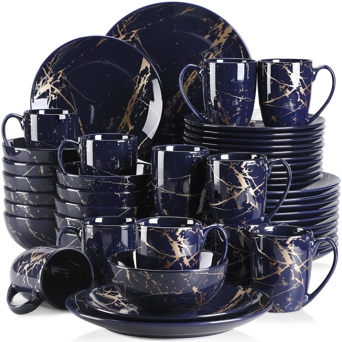 GOLD SPLASH Dark Blue 48 dielna porcelánová jedálenská sada