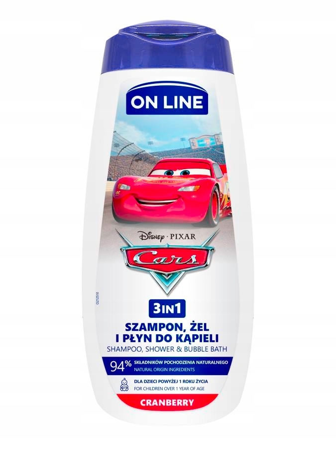 On Line Disney Cars detský sprchový gél 3v1 Brusnica 400 ml