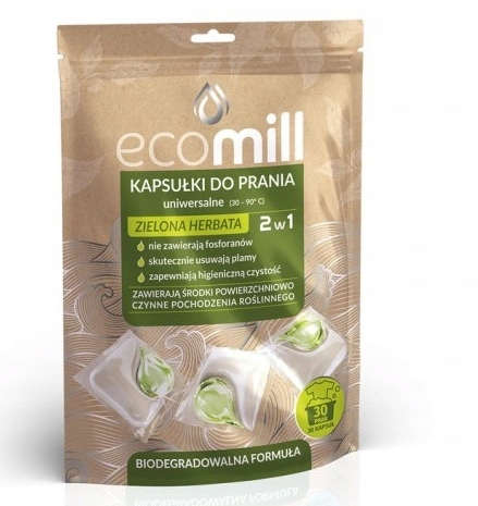 Ecomill Zelený čaj univerzálne kapsule na pranie 30 ks