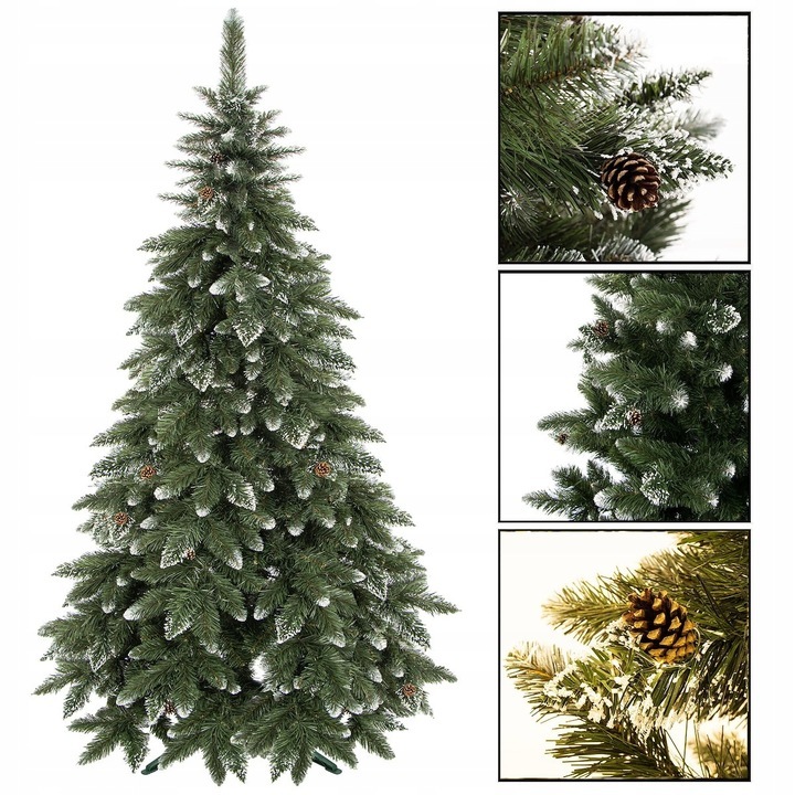 SPRINGOS Vianočný umelý stromček Borovica diamantová 180 cm so šiškami a inovaťou
