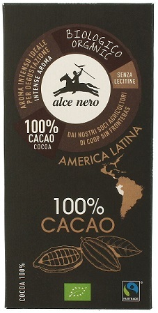 Alce Nero BIO bezgluténová horká čokoláda 100% kakaa 50g
