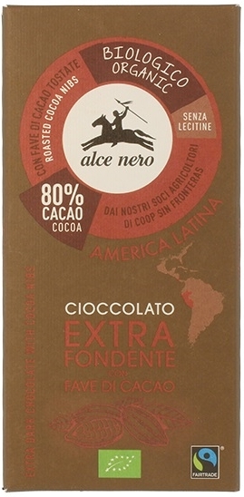 Alce Nero BIO horká čokoláda 80% kakaa s kúskami kakaa 100g