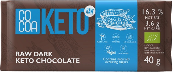 Cocoa Keto horká čokoláda s MCT olejom bez cukru 40g
