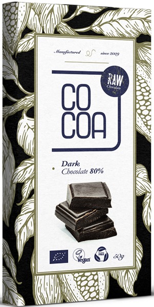 Cocoa Vegánska raw horká čokoláda 80% kakaa 50g