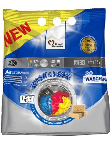 Wash & Free Univerzálny prací prášok 1,5 kg 30 PD