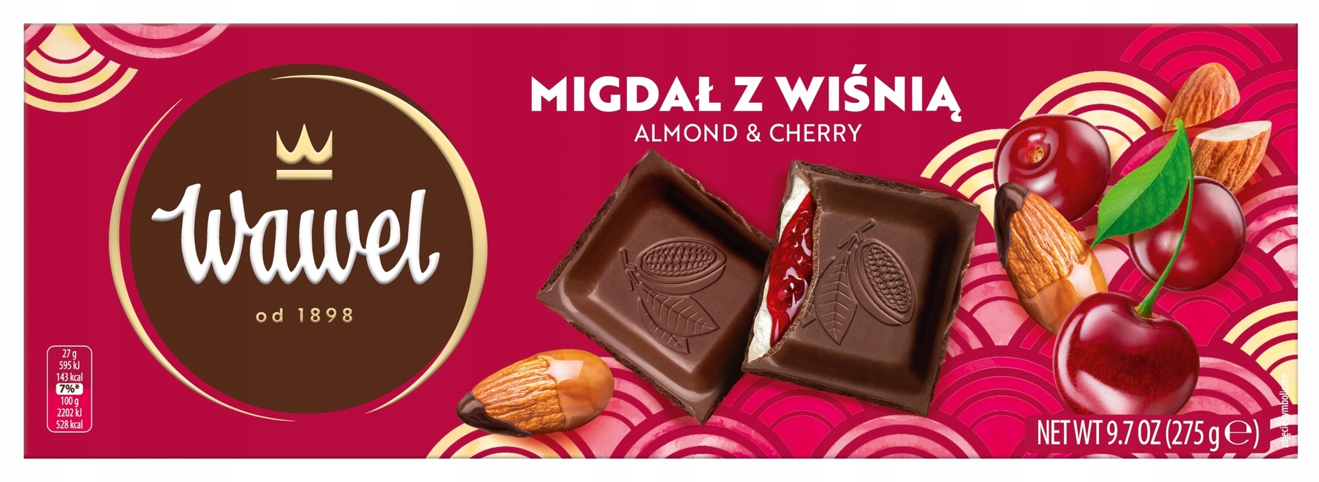 Wawel Horká čokoláda s náplňou Mandle s višňami 275g