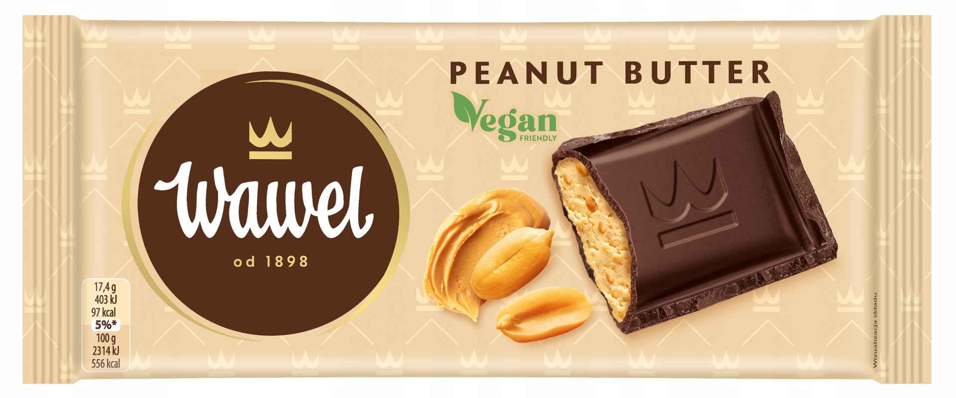 Wawel Horká čokoláda s náplňou Peanut Butter 87g