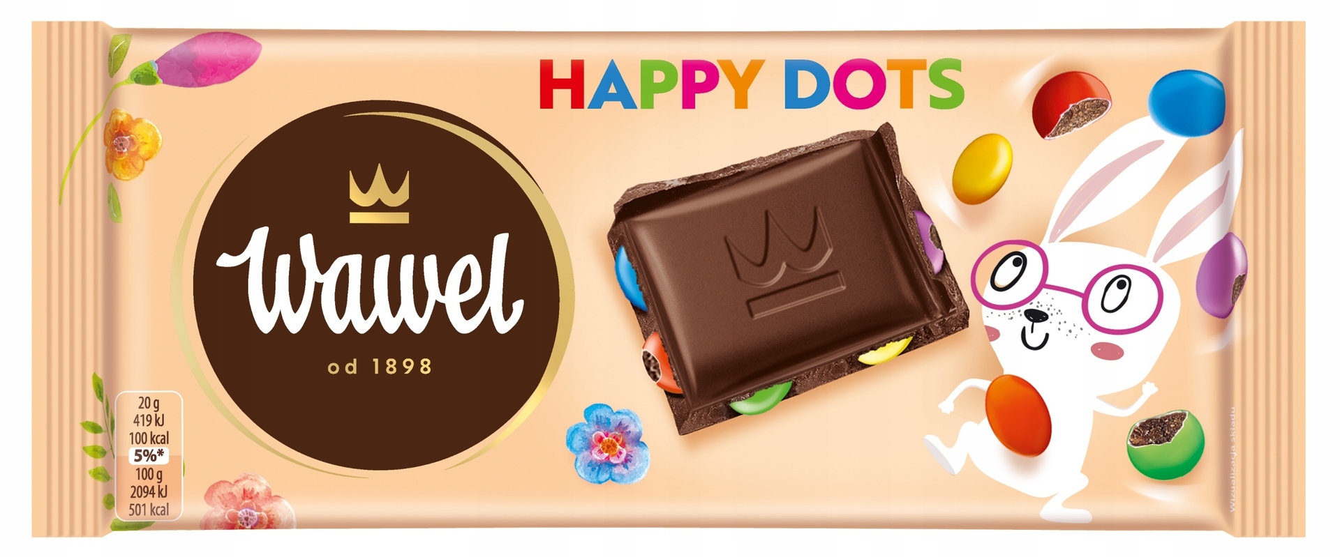 Wawel Horká čokoláda Happy Dots s lentilkami 90g