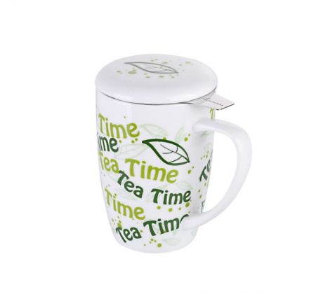 LOVECASA Hrnček na čaj vzor "tea time" so sitkom 400ml