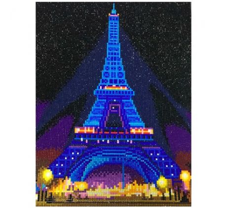 Diamantové maľovanie s LED podsvietením Eifellova veža 30x40cm