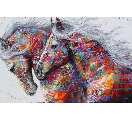Diamantové maľovanie Farebné kone