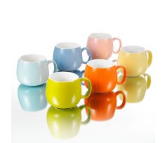 Sada farebných porcelánových šálok na kávu 360ml 6ks