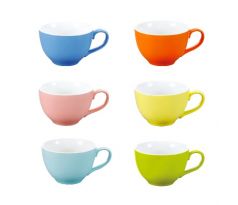 Sada farebných porcelánových šálok na kávu 375ml 6ks