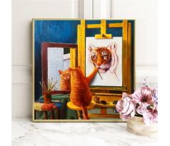 Diamantové maľovanie Mačka maľuje tigra