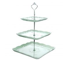 Sweet Time. 3 poschodový porcelánový etažér zelený 36,83cm