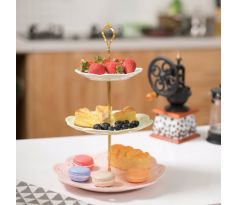 Sweet Time. 3 poschodový porcelánový etažér okrúhly trojfarebný 36,83cm