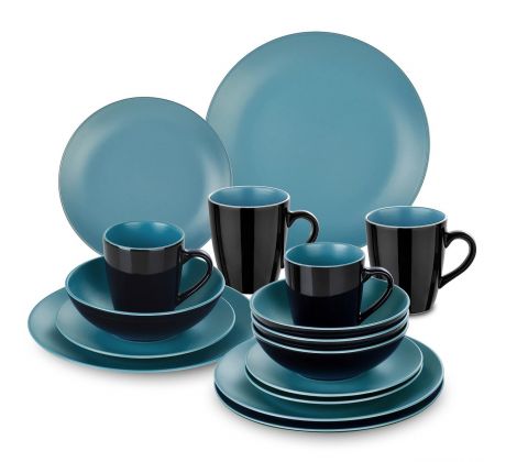 Allegro Black and Blue 16-dielna kameninová jedálenská sada
