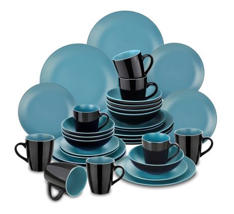 Allegro Black and Blue 32-dielna kameninová jedálenská sada