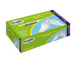 Jednorázové púdrované latexové rukavice biele M 100ks