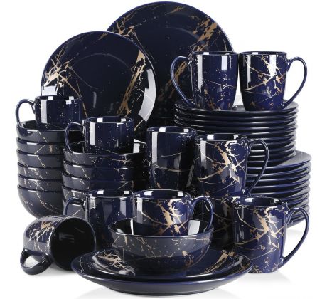 GOLD SPLASH Dark Blue 48 dielna porcelánová jedálenská sada