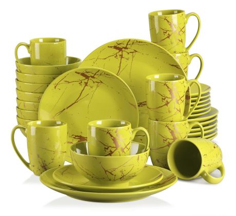 GOLD SPLASH Pea Green 32 dielna porcelánová jedálenská sada