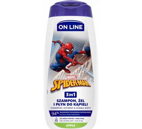 On Line Spiderman detský sprchový gél 3v1 Jablko 400 ml