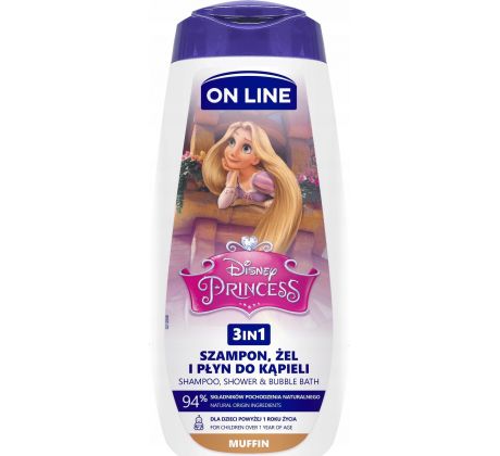On Line Disney Princess detský sprchový gél 3v1 Muffin 400 ml