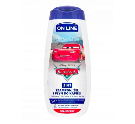 On Line Disney Cars detský sprchový gél 3v1 Brusnica 400 ml