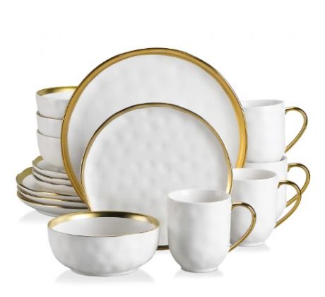 GOLD TRIM White 16 dielna porcelánová jedálenská sada