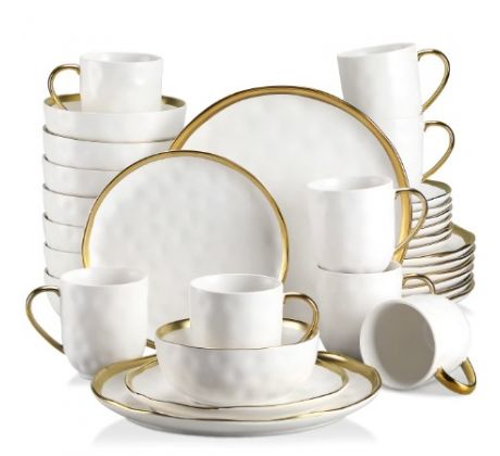 GOLD TRIM White 32 dielna porcelánová jedálenská sada