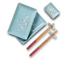 Blue Sada na sushi porcelán bambus 8 dielna