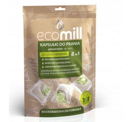 Ecomill Zelený čaj univerzálne kapsule na pranie 30 ks