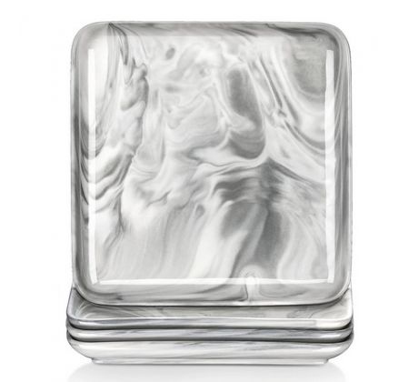 IVY MARBLE plytké taniere 25,8 cm sivo-biele 4 ks