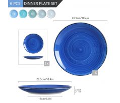 BONITA Blue plytké taniere 26,5 cm modré 6 ks