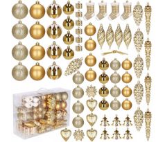 SPRINGOS Vianočné ozdoby rôzne tvary 72 ks zlaté 4-13 cm CA0161