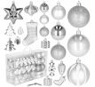 SPRINGOS Vianočné ozdoby rôzne tvary 77 ks strieborné 4-10 cm CA0159