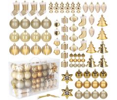 SPRINGOS Vianočné ozdoby rôzne tvary 77 ks zlaté 4-10 cm CA0157