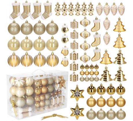 SPRINGOS Vianočné ozdoby rôzne tvary 77 ks zlaté 4-10 cm CA0157