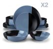 ACCEL Black & Blue 32 dielna kameninová jedálenská sada tanierov s miskami