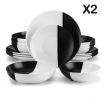 ACCEL Black & White 32 dielna kameninová jedálenská sada tanierov s miskami