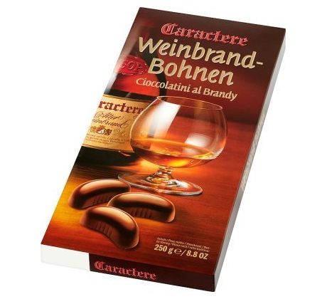 Caractere Weinbrand-Bohnen pralinky s alkoholovou náplňou Brandy 250g