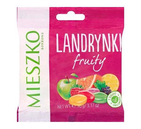 Mieszko Landrynki Fruity tvrdé cukríky s ovocnou príchuťou 90g