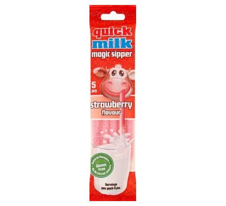 Quick Milk Magic Sipper Strawberry slamky s cukrovým granulátom na ochutenie mlieka 5 x 6 g (30 g)