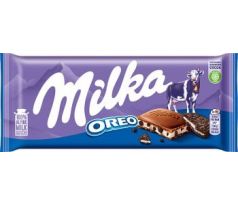 Milka Oreo mliečna čokoláda s vanilkovým krémom a kúskami sušienok Oreo 100g