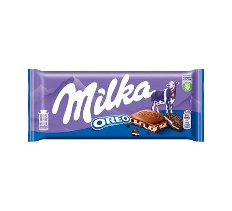 Milka Oreo mliečna čokoláda s vanilkovým krémom a kúskami sušienok Oreo 100g