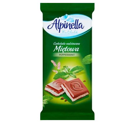 Alpinella Mliečna čokoláda s mätovou náplňou 100g